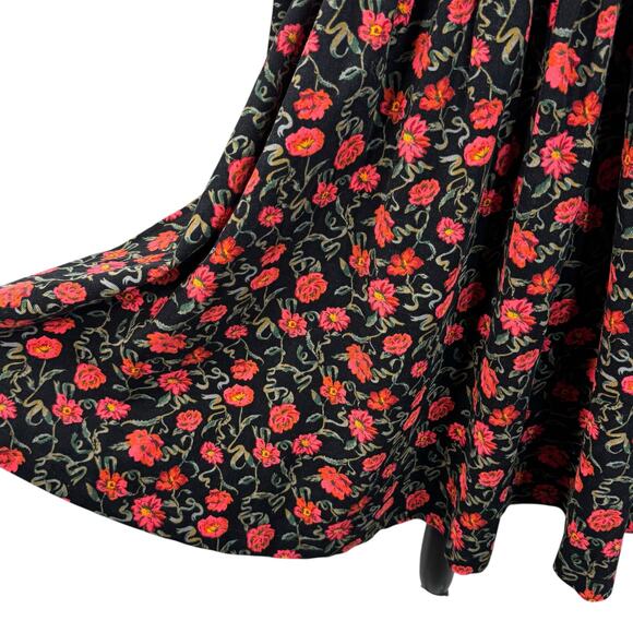 Free People Large Bessie Corduroy Mini Dress Floral Puff Sleeves Sweatheart Neck - Picture 6 of 14